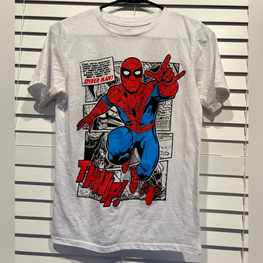 Spiderman Comic Kids Short Sleeve Shirt Size XL (14/16)